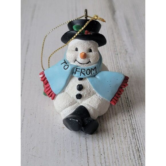 Snowman to from ceramic mistletoe ornament Xmas decor - Picture 1 of 4